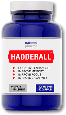φιάλη με τα απίστευτα χάπια για βελτίωση της μνήμης και της συγκέντρωσης Hadderall